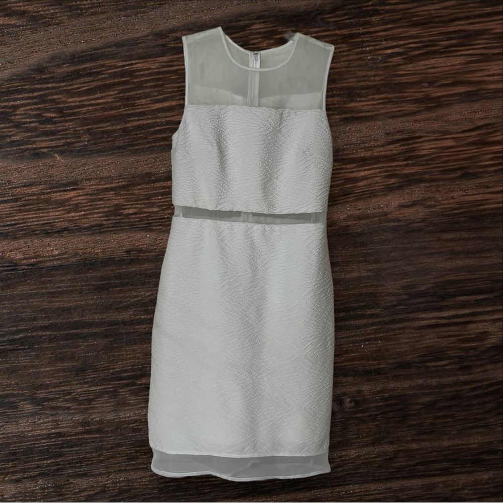 Calvin Klein Womens‎ 12 White Textured Cocktail Bridal Party Dress